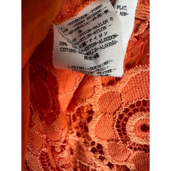 Free People Just Like Honey Mini Dress Size 2 Orange Lace Fully Lined‎ Halter - Picture 7 of 8